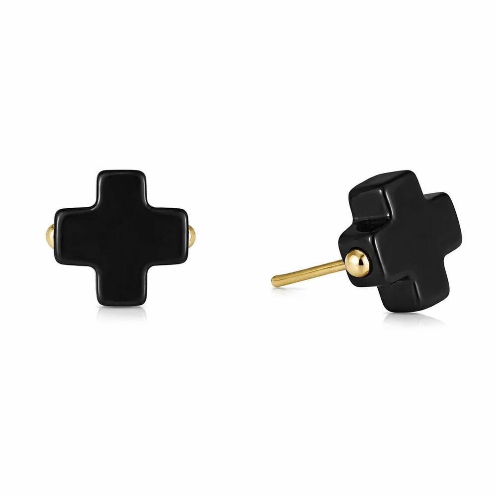 NEW ENEWTON signature cross stud in black